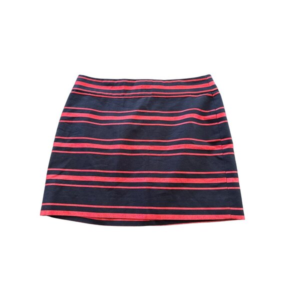 J. Crew Striped Mini Skirt Navy Red Cotton Blend Size 6 Preppy Casual Nautical - Picture 1 of 5
